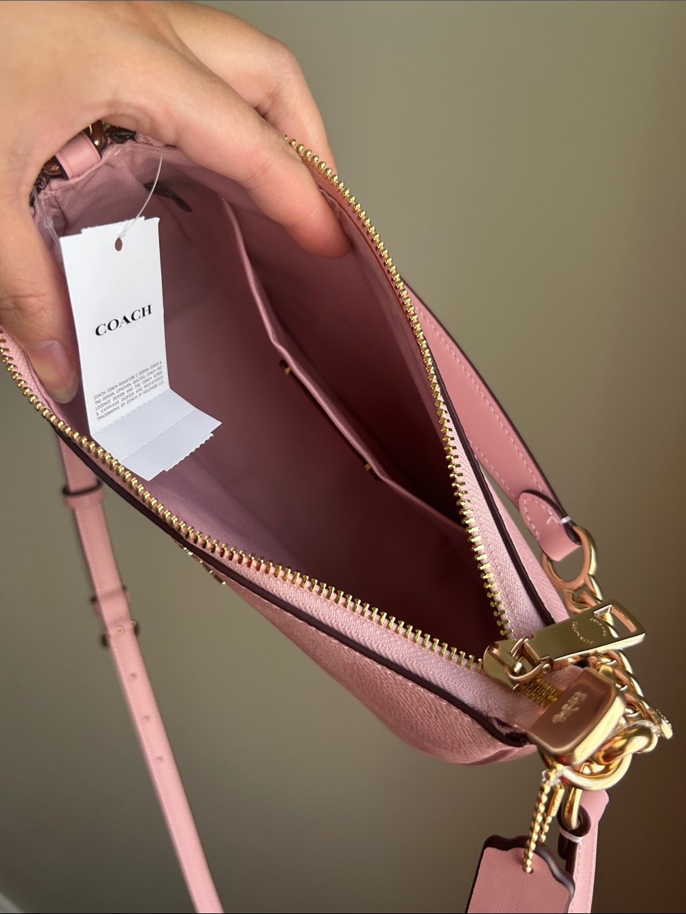 NWT Coach Teri Shoulder Bag In Signature Canvas, Powder Pink/Gold - Picture 6 of 9